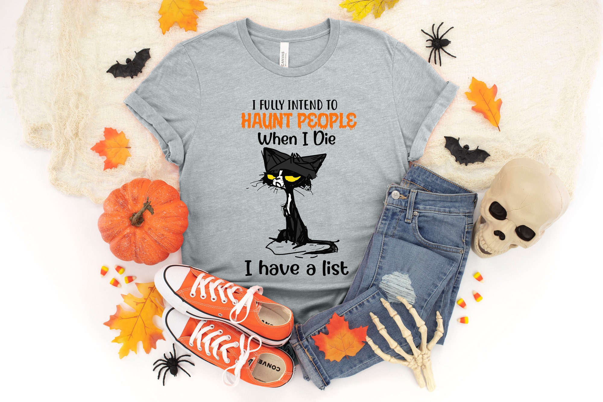 Black Cat I Fully Intend To Haunt People Halloween Shirt image 1