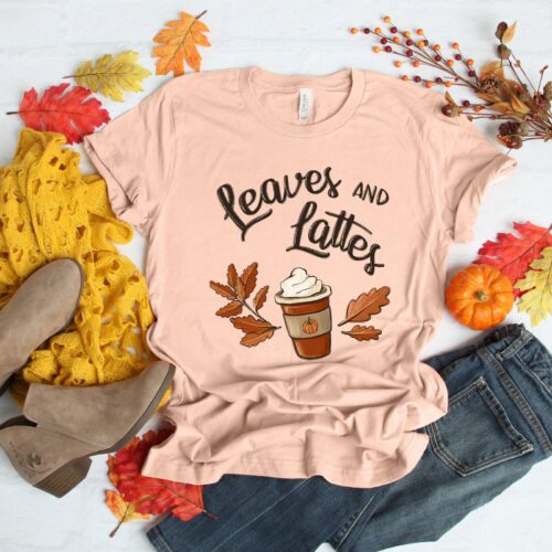 Leaves And Latte Shirt: Happy Thanksgiving Love Fall Y'All Hello Pumpkin image 0