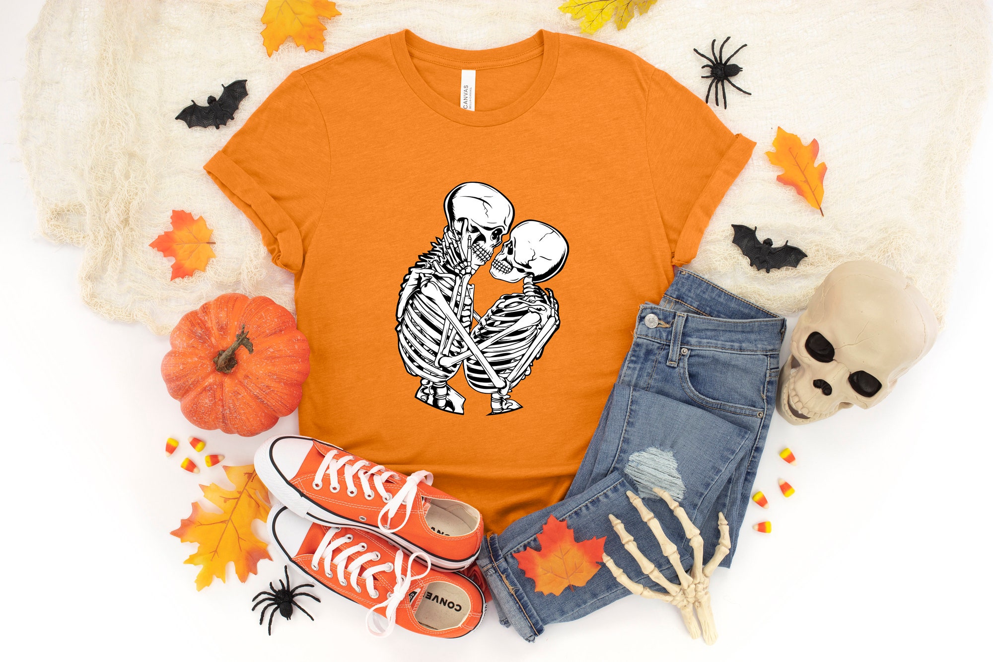 Romance Skeleton Lovers Halloween Boo Shirt image 1