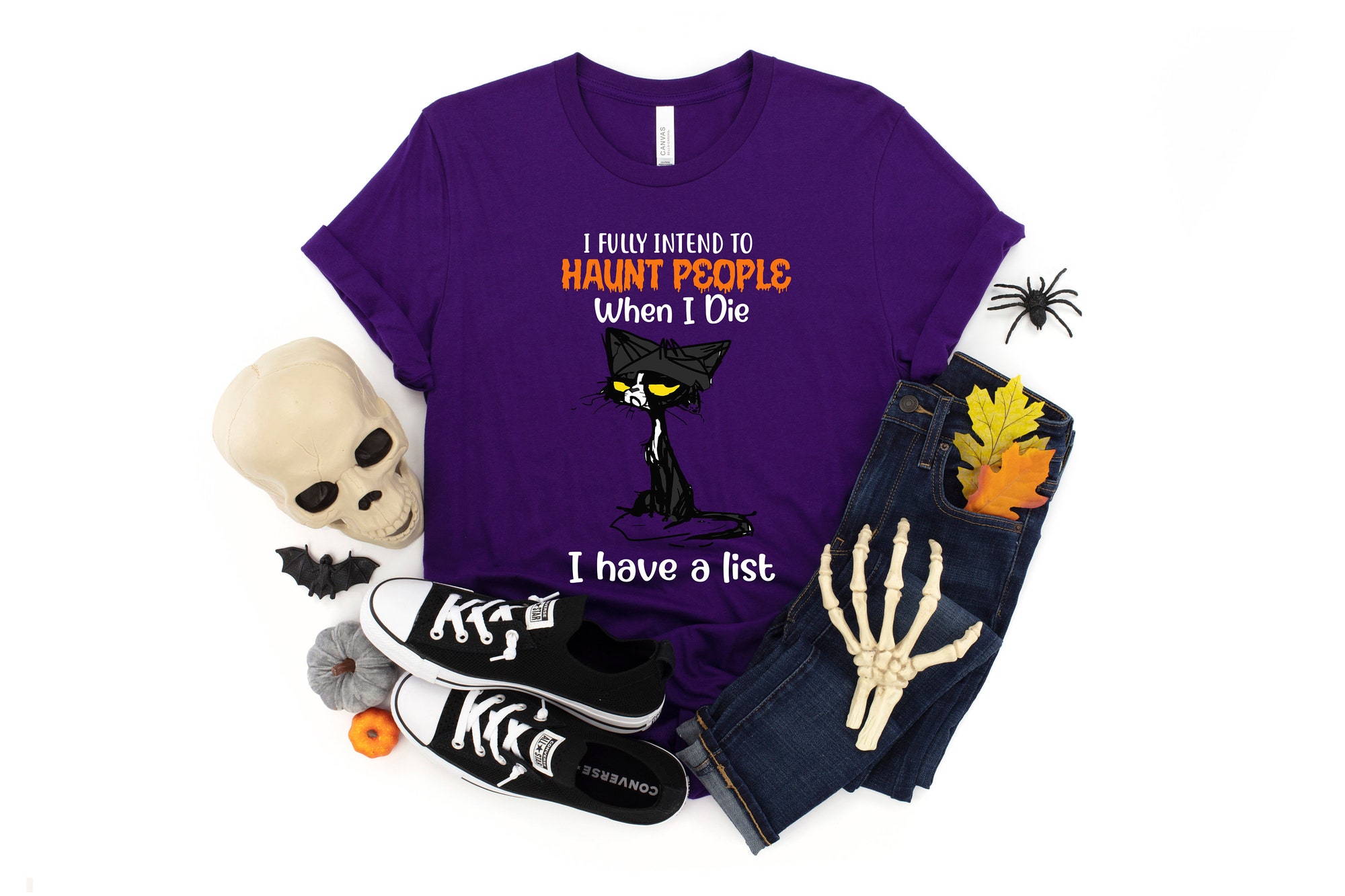 Black Cat I Fully Intend To Haunt People Halloween Shirt image 2