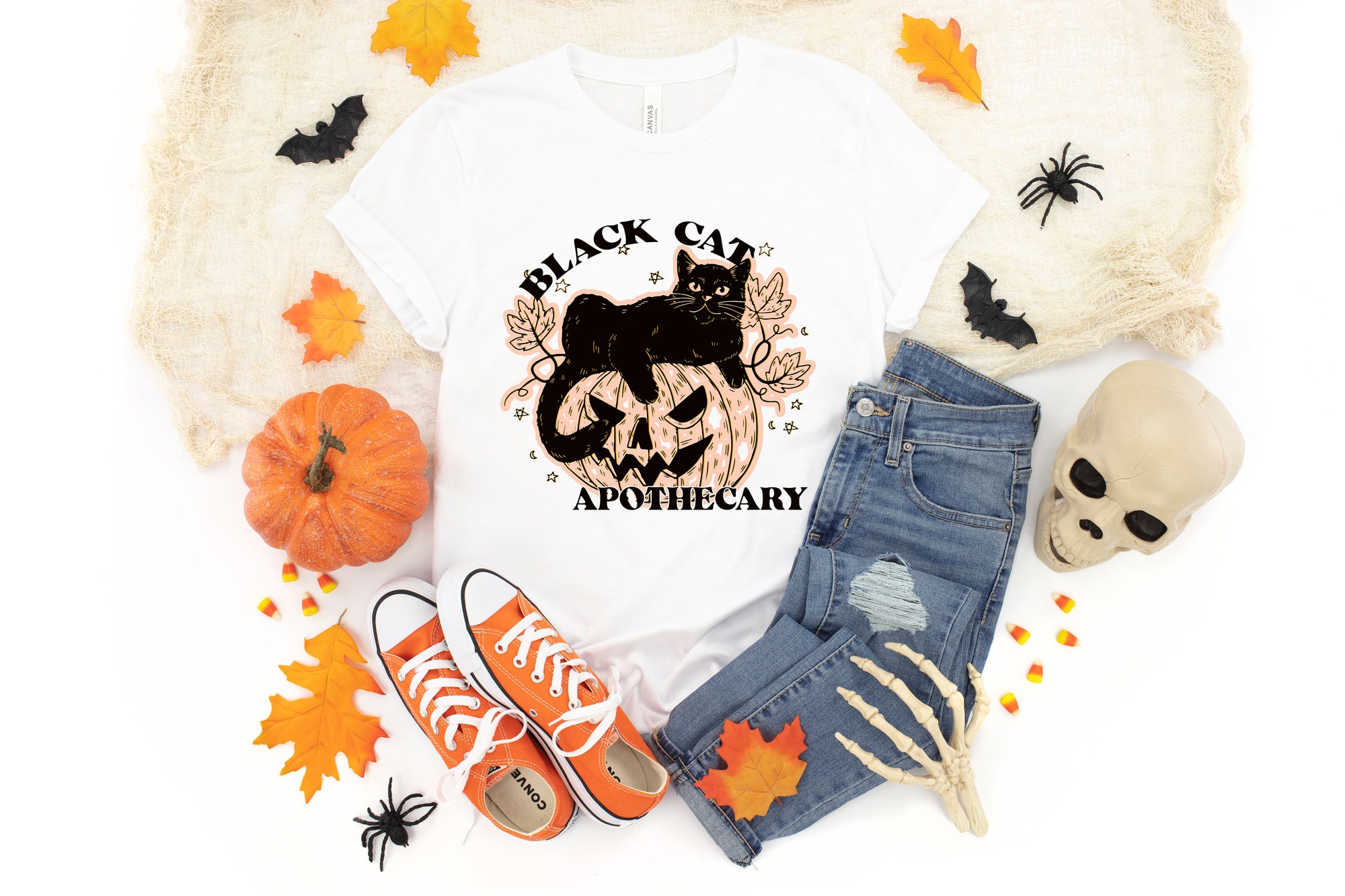 Halloween Black Cat Apothecary Scary Shirt image 0
