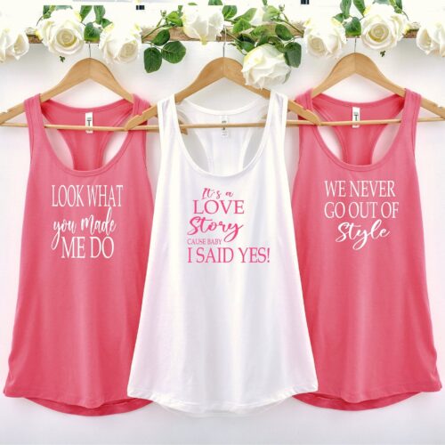 Love Story Bachelorette Tanks: Funny Party & Girls Trip Tops image 0