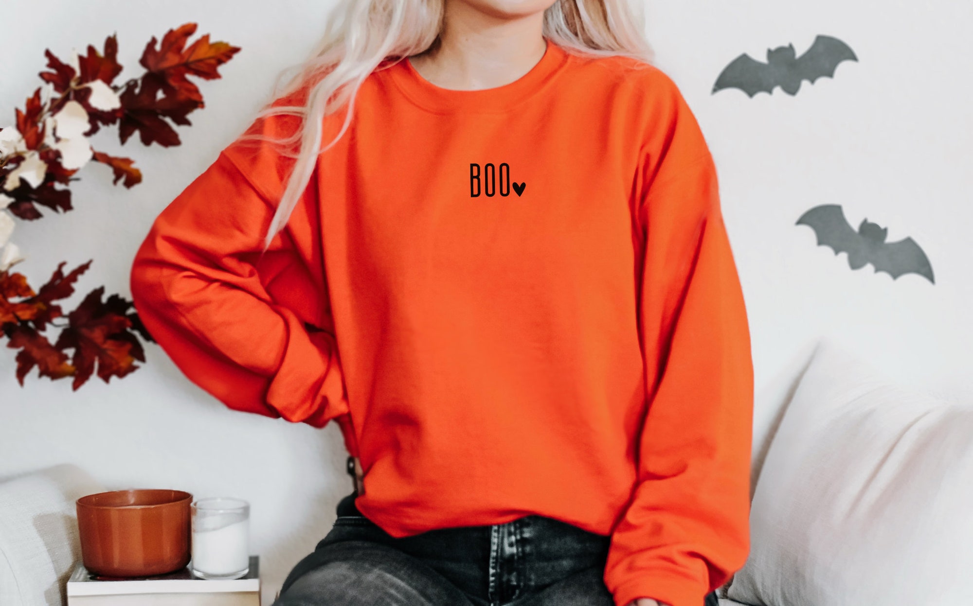 Minimalist Boo: Cute Fall & Halloween Sweatshirts for Her image 2