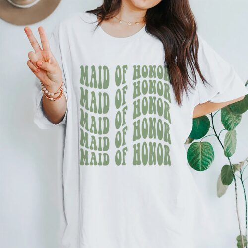 Boho Retro Maid of Honor Shirt - Bachelorette & Bridal Tee image 0