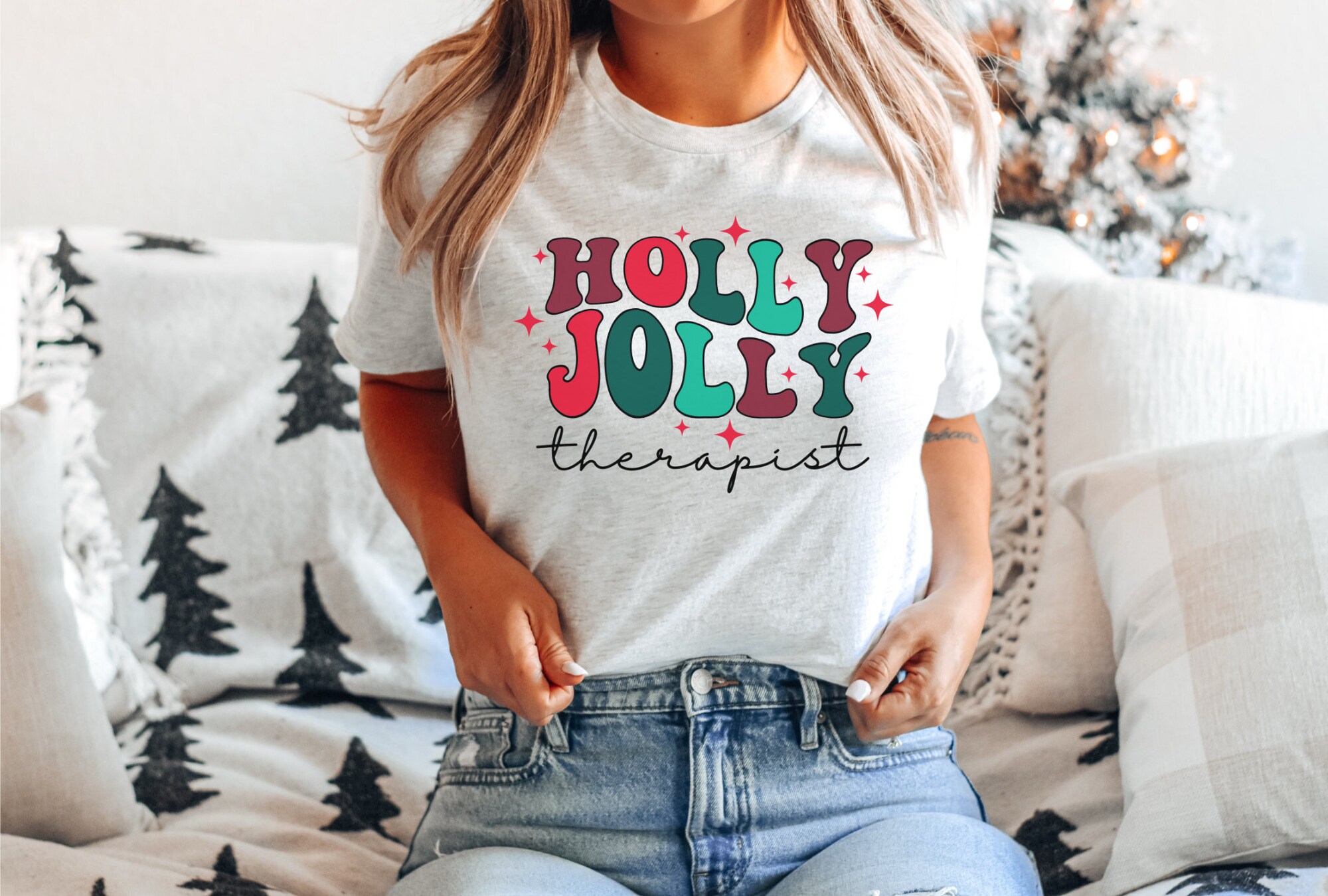 Jolly Therapist Christmas Tee: Perfect Holiday Gift image 1