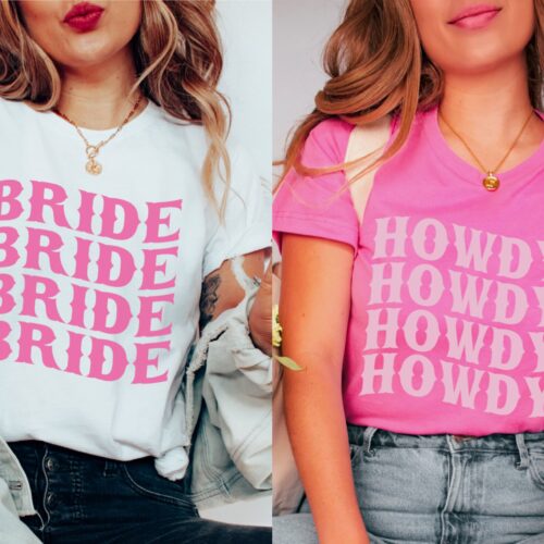 Pink Bachelorette Party: Cowgirl Country Bride & Bridesmaid Tees image 0