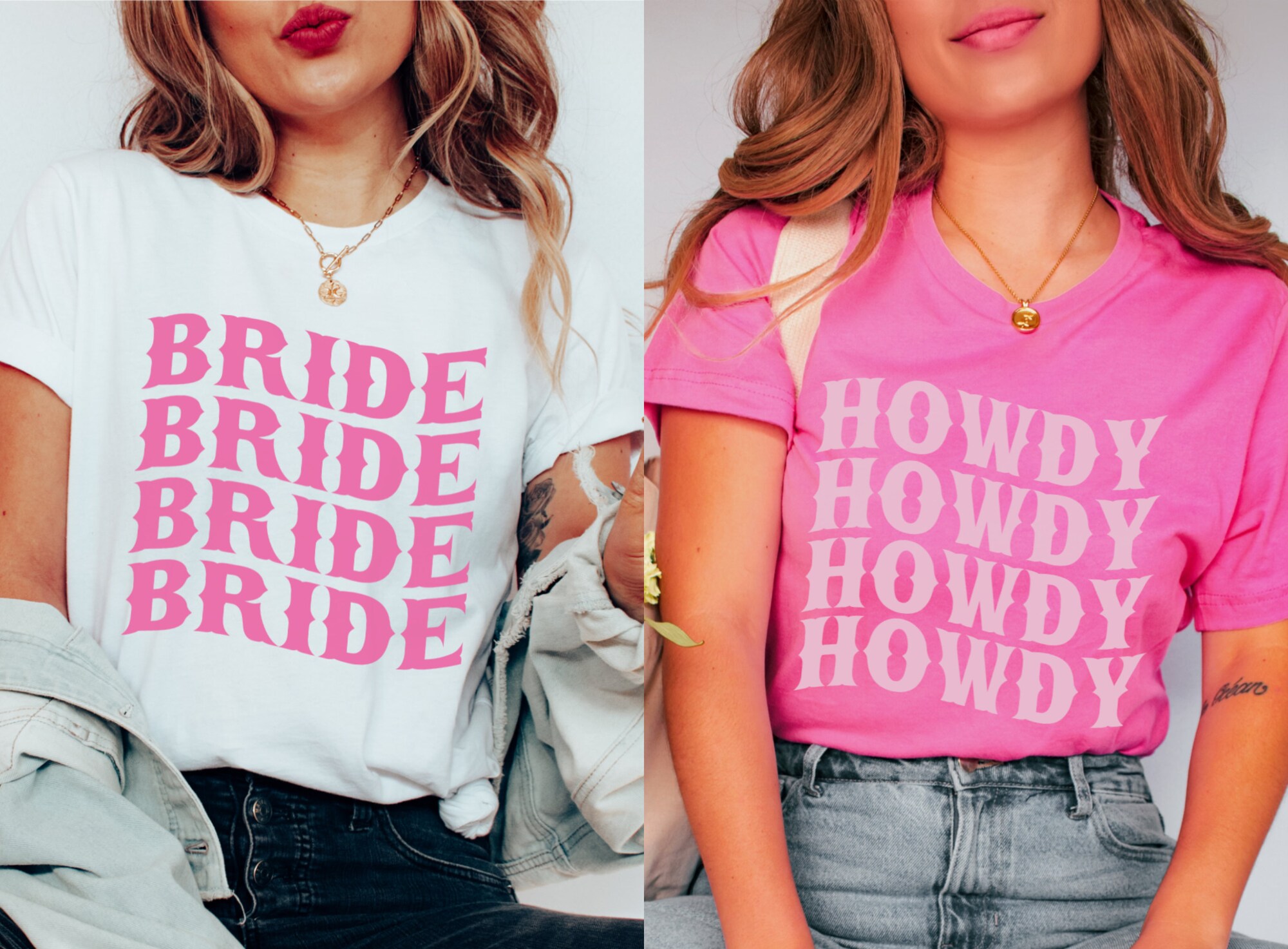 Pink Bachelorette Party: Cowgirl Country Bride & Bridesmaid Tees image 0
