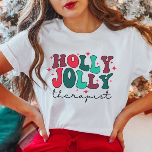 Jolly Therapist Christmas Tee: Perfect Holiday Gift image 0