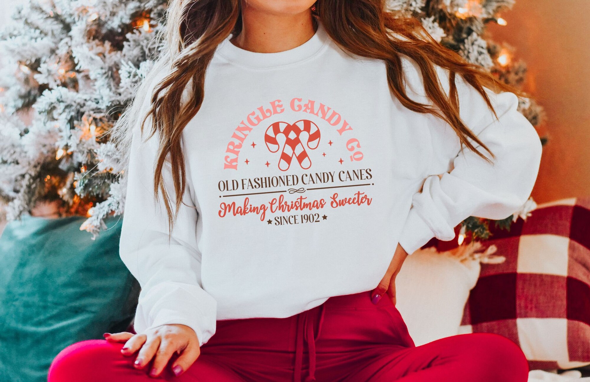 Vintage Retro Christmas Sweatshirt: Candy Cane Co Holiday Crewneck image 1