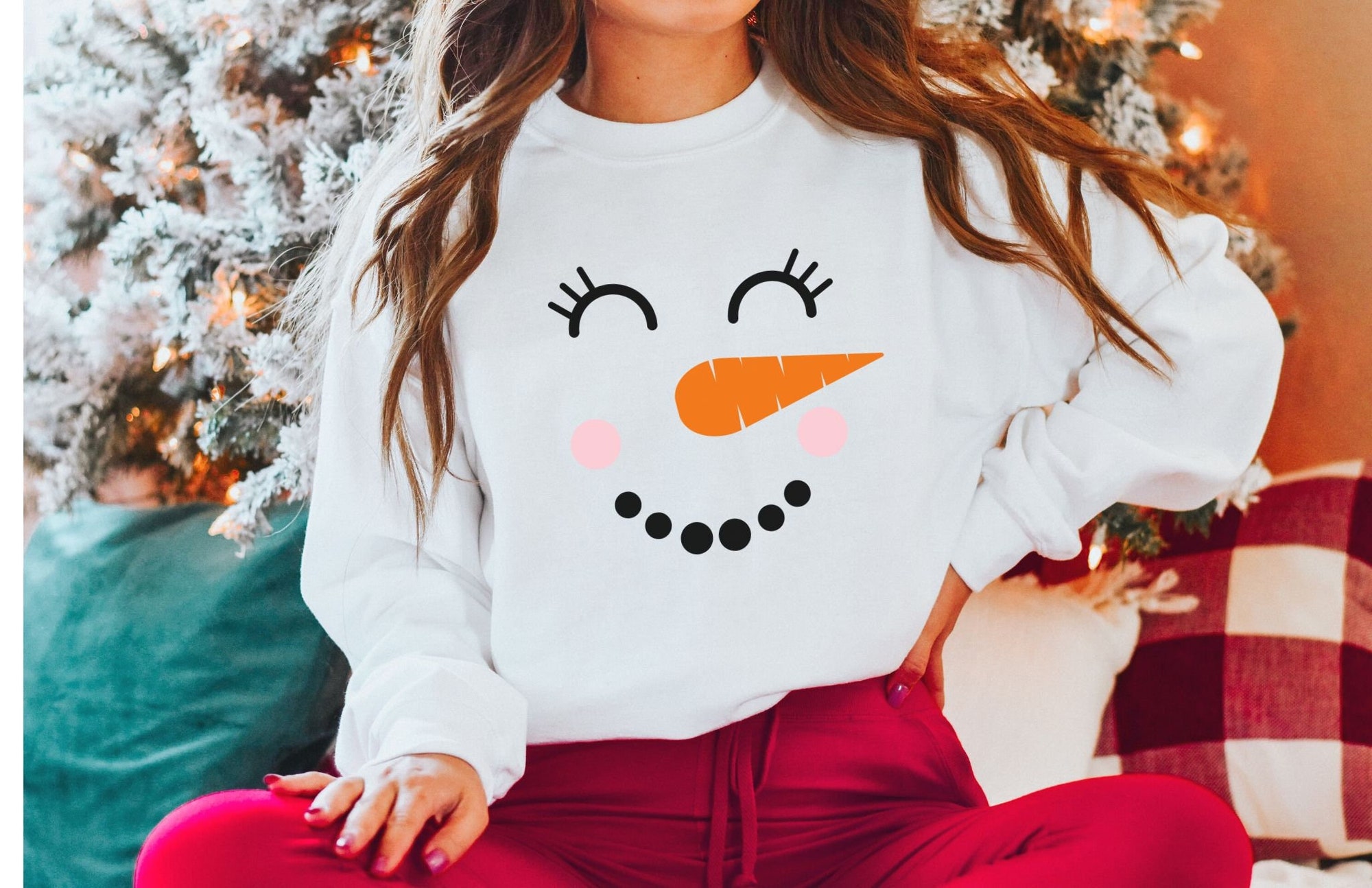 Women's Christmas & Snowman Crewneck: Cozy Holiday image 0