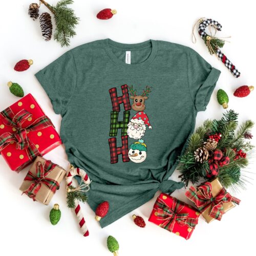 Ho Ho Ho Merry Christmas Shirt | Peppermint Iced Latte Snowmen & Cozy Winter image 0