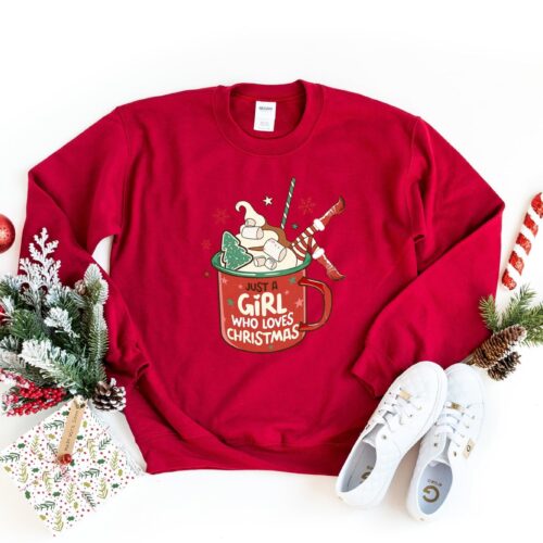 Just A Girl Who Loves Christmas Sweatshirt | Hot Chocolate Gift image 0