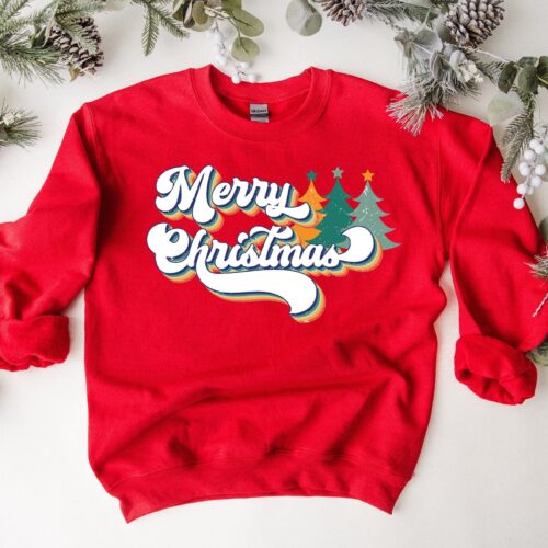 Merry Christmas Sweatshirt - Festive Women's Christmas Tee image 0