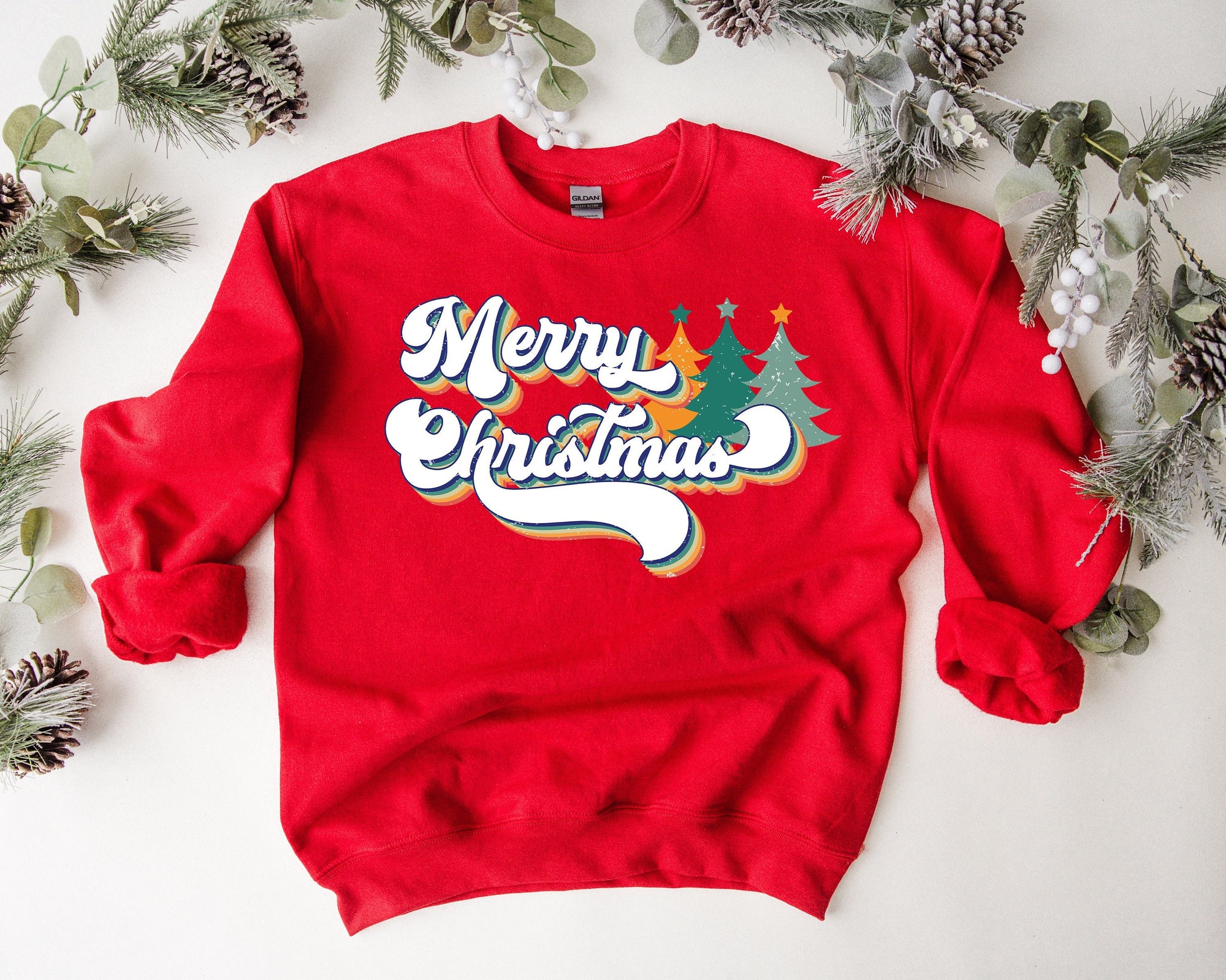 Merry Christmas Sweatshirt - Festive Women's Christmas Tee image 0