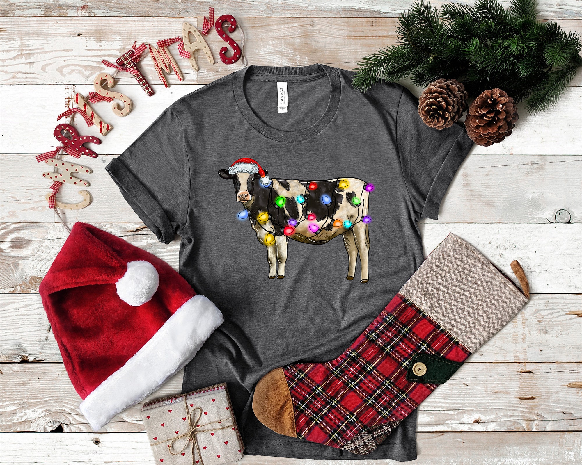 Christmas Sweatshirt | Cute Cow Holiday Design 2024 Merry Christmoos" image 1