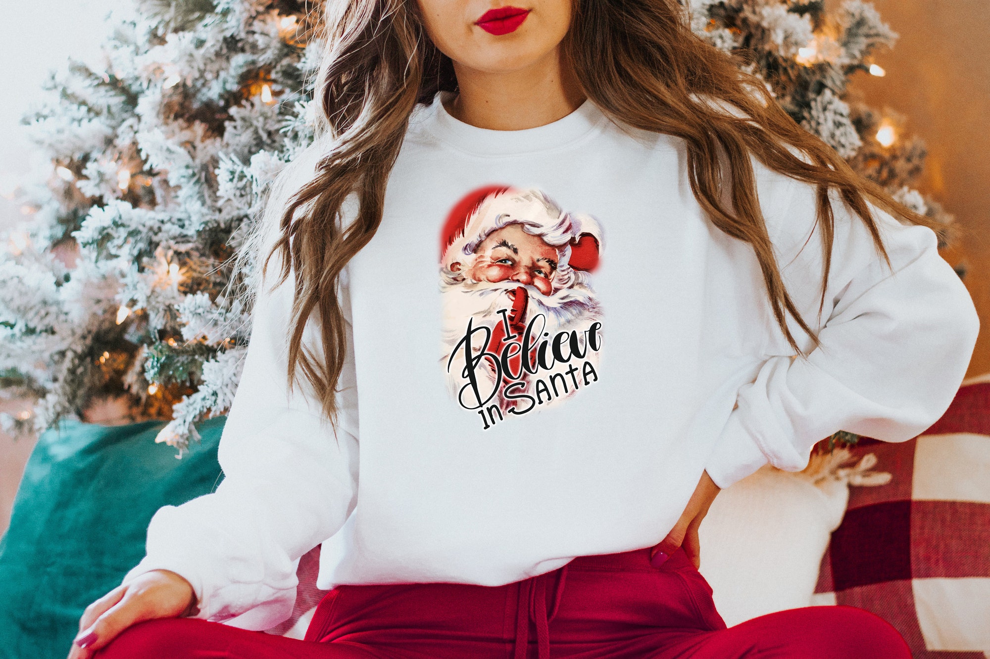 I Believe In Santa Christmas Shirt | Cute Holiday Shirt image 1