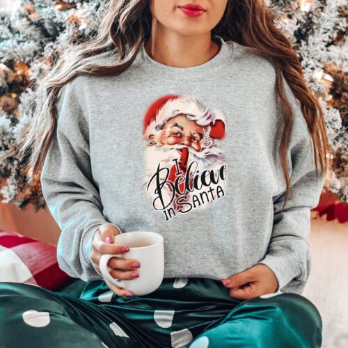 I Believe In Santa Christmas Shirt | Cute Holiday Shirt image 0