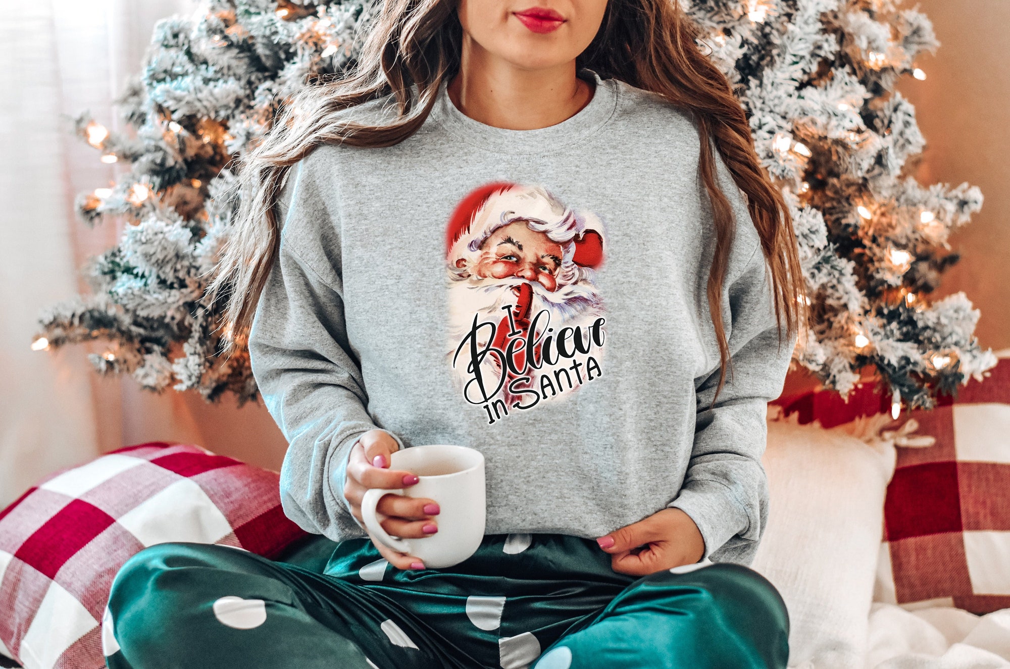 I Believe In Santa Christmas Shirt | Cute Holiday Shirt image 0