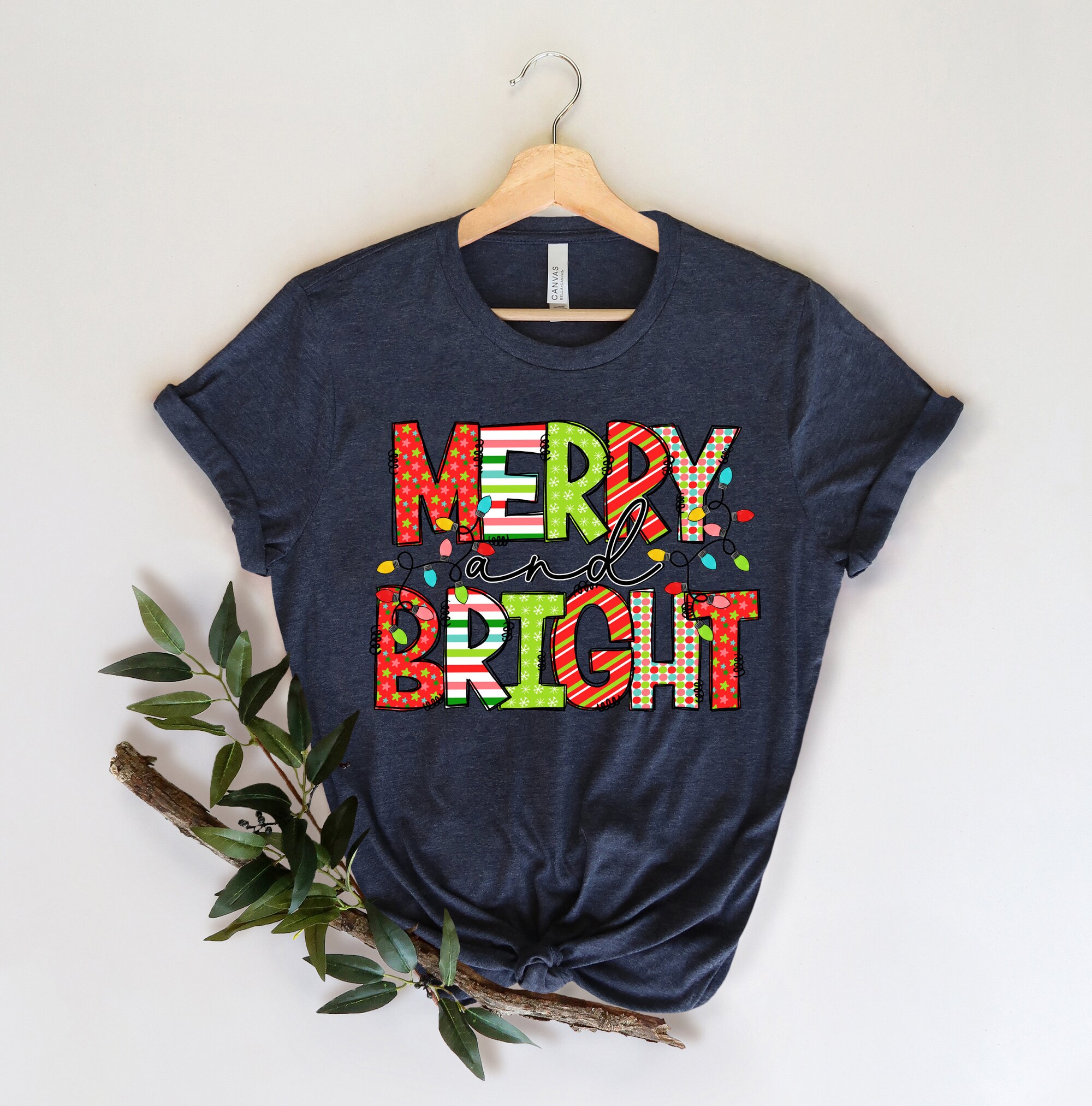 Merry and Bright Christmas Lights Sweatshirt Holiday Gift Family Matching image 2