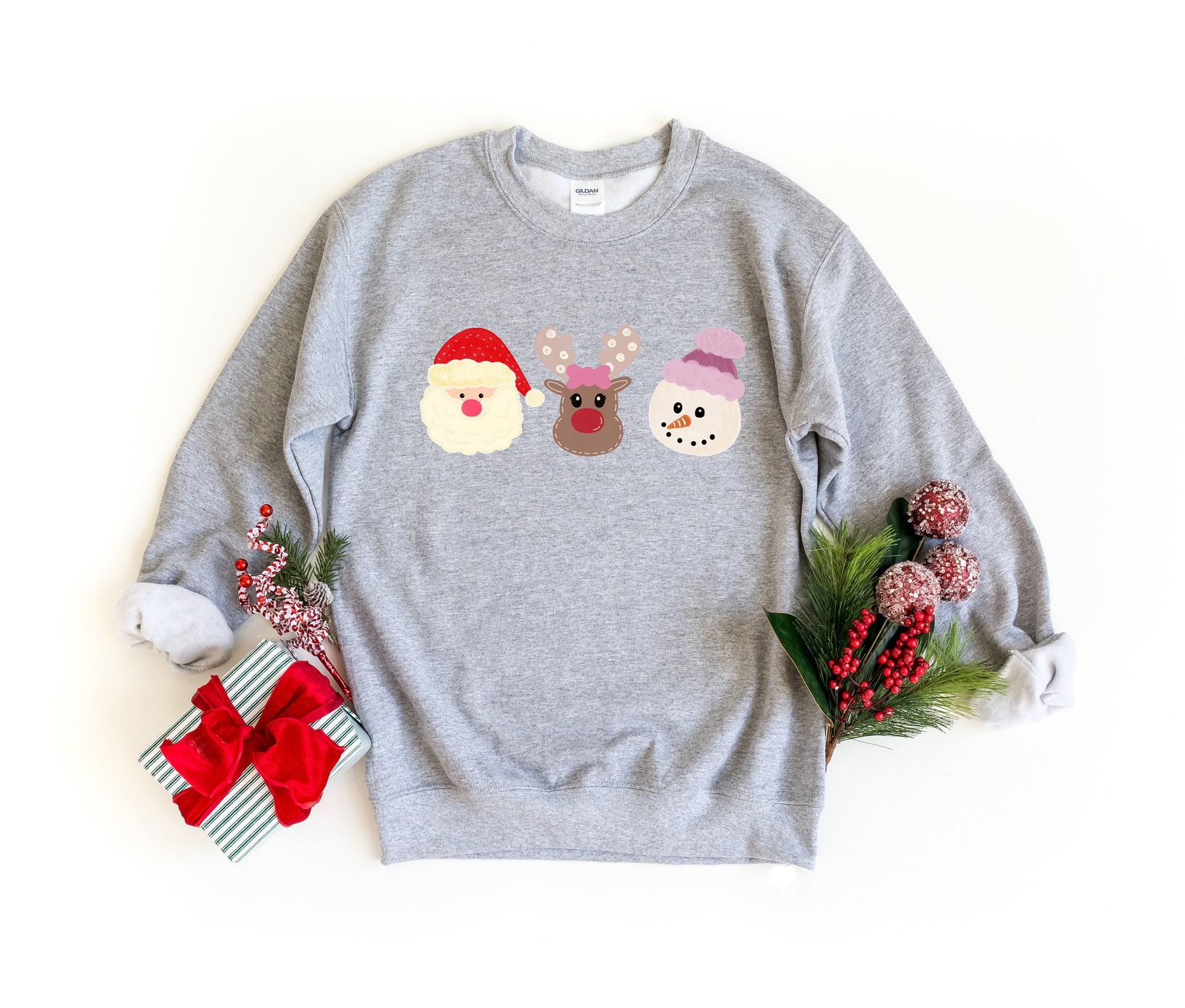 Snowman Noel Dad Reindeer Christmas Sweatshirt | Women's Crewneck Sweater image 2