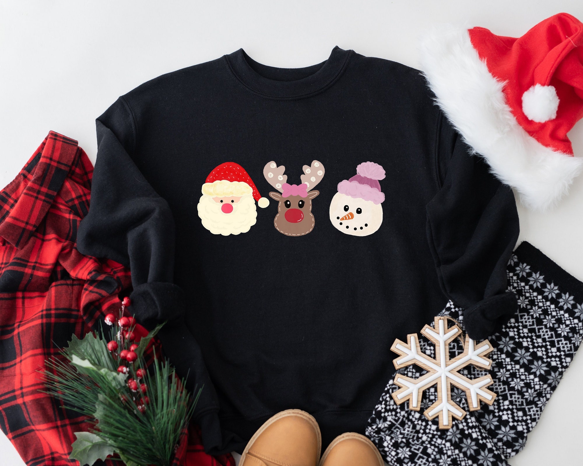 Snowman Noel Dad Reindeer Christmas Sweatshirt | Women's Crewneck Sweater image 0