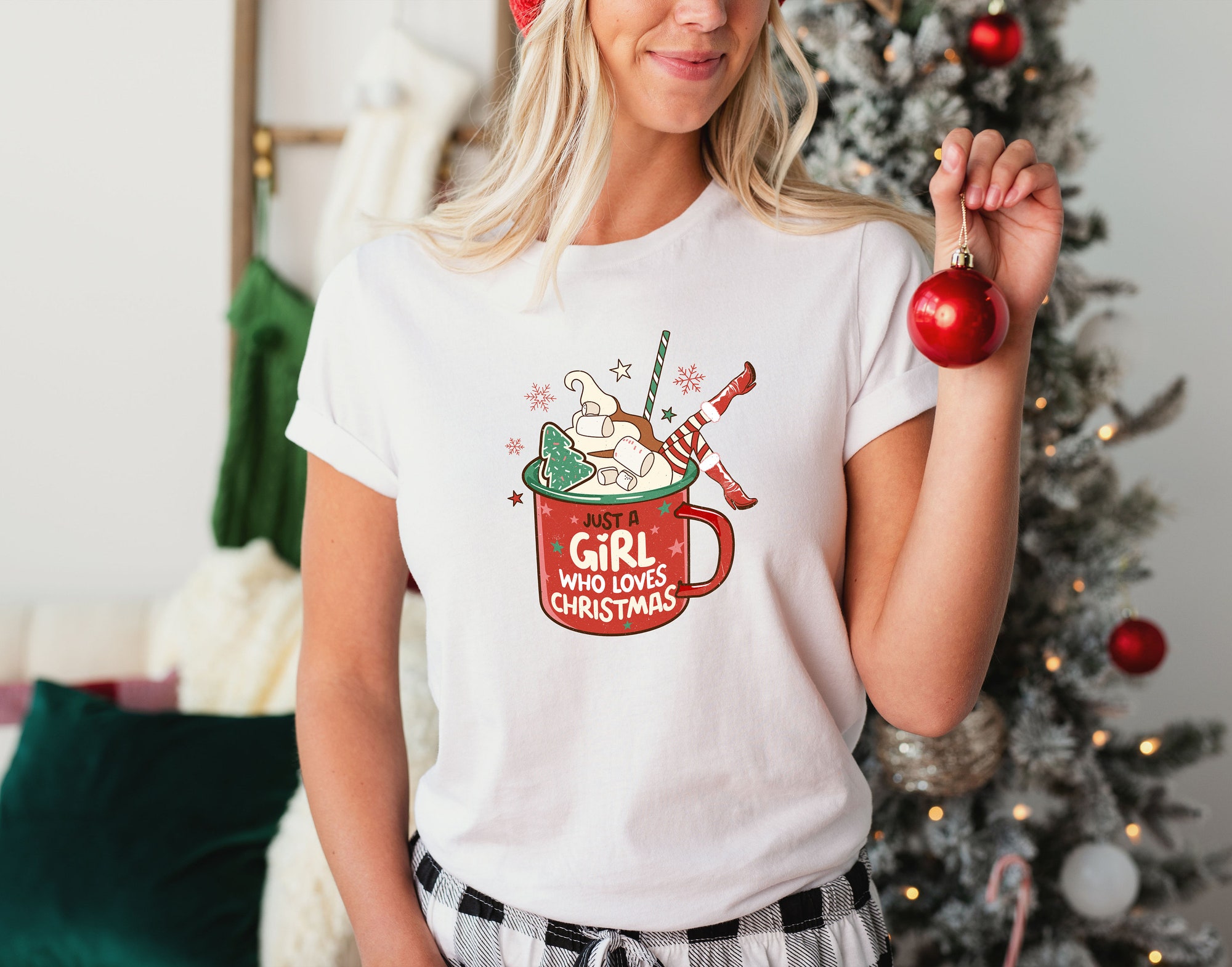 Just A Girl Who Loves Christmas Sweatshirt | Hot Chocolate Gift image 1