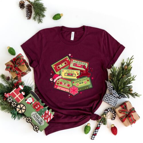 Christmas Music Cassette Tapes Sweatshirt | Retro Songs & Party Tee image 0