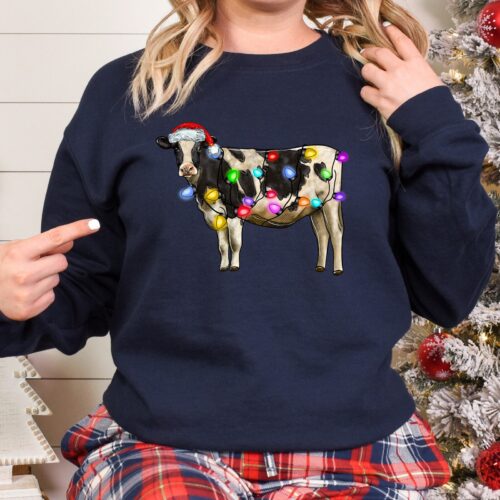 Christmas Sweatshirt Cute Cow Design image 0