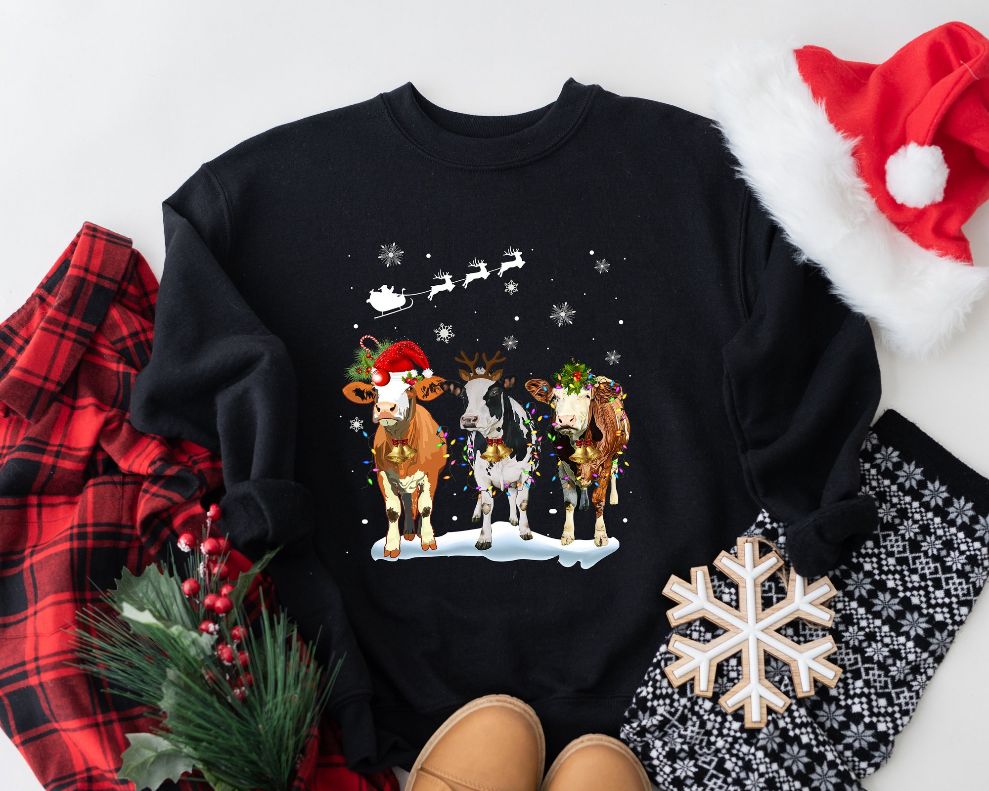 Ugly Christmas Cow Shirt | Funny Heifers Holiday Tee for Cow Lovers image 2