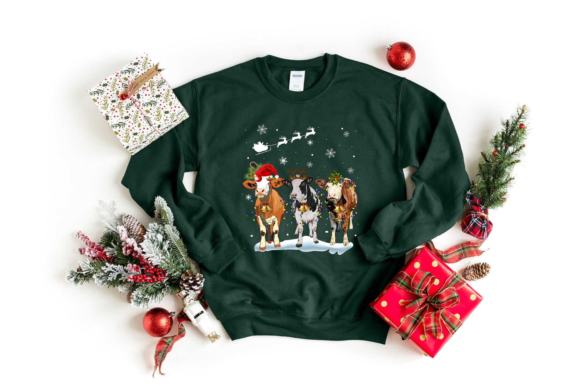 Ugly Christmas Cow Shirt | Funny Heifers Holiday Tee for Cow Lovers image 1