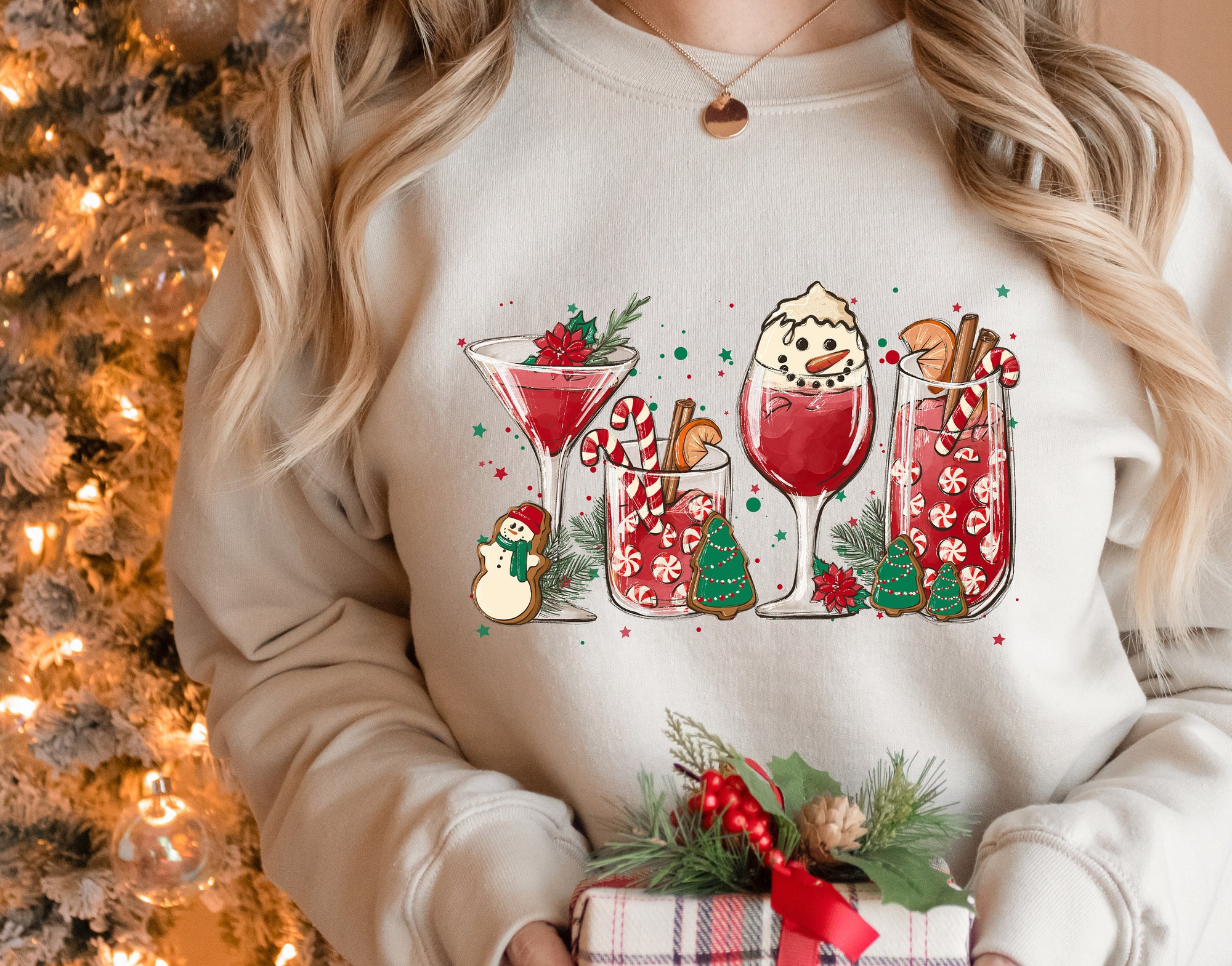 Christmas Cocktails Shirt | Peppermint Iced Latte Winter Tee image 1