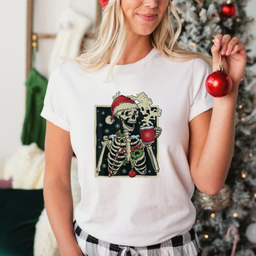 Dead Inside Skeleton Sweatshirt: Sarcastic Christmas & Coffee Lover Gift image 0