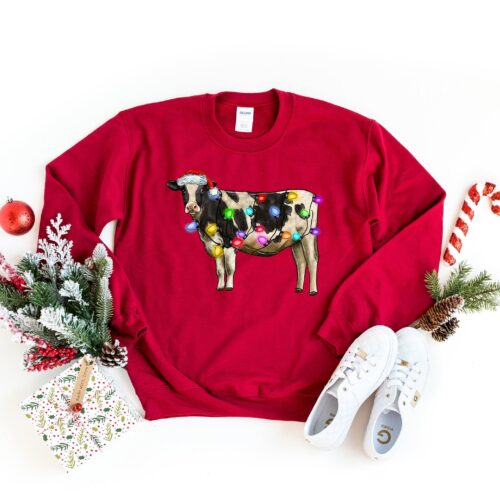 Christmas Sweatshirt | Cute Cow Holiday Design 2024 Merry Christmoos" image 0