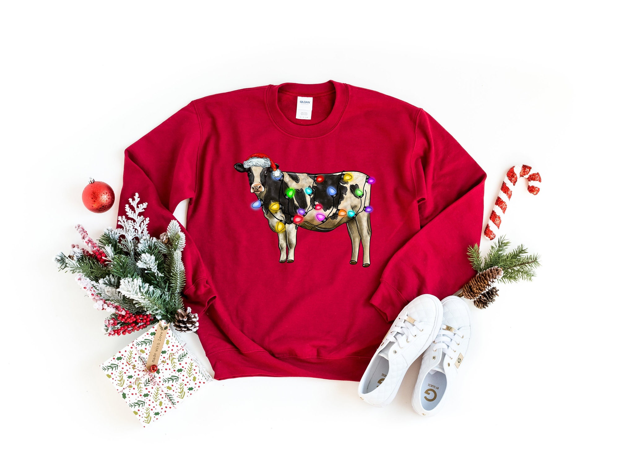 Christmas Sweatshirt | Cute Cow Holiday Design 2024 Merry Christmoos" image 0