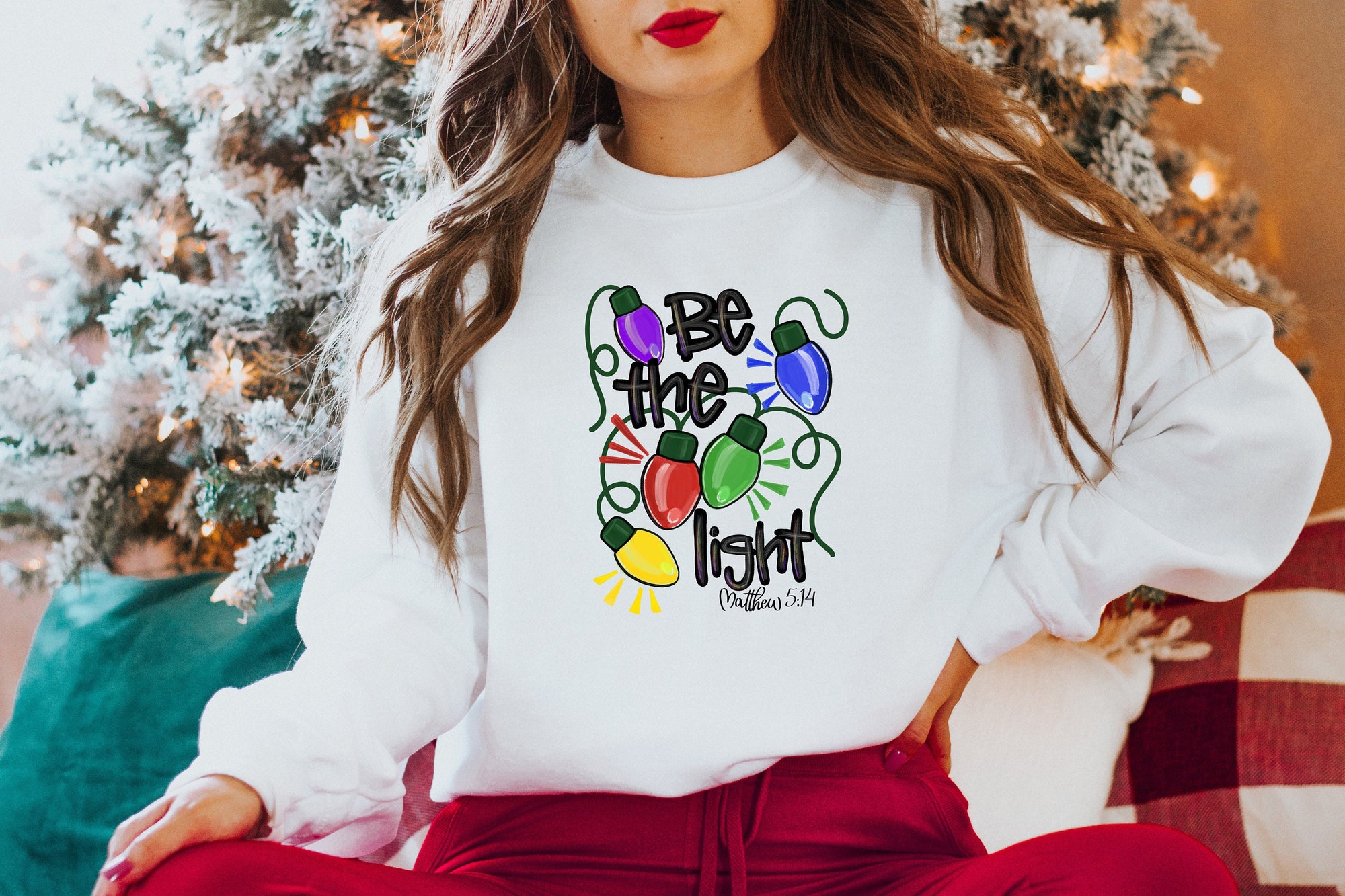 Be The Light Christmas Shirt | Holiday Family Christmas Tee image 0