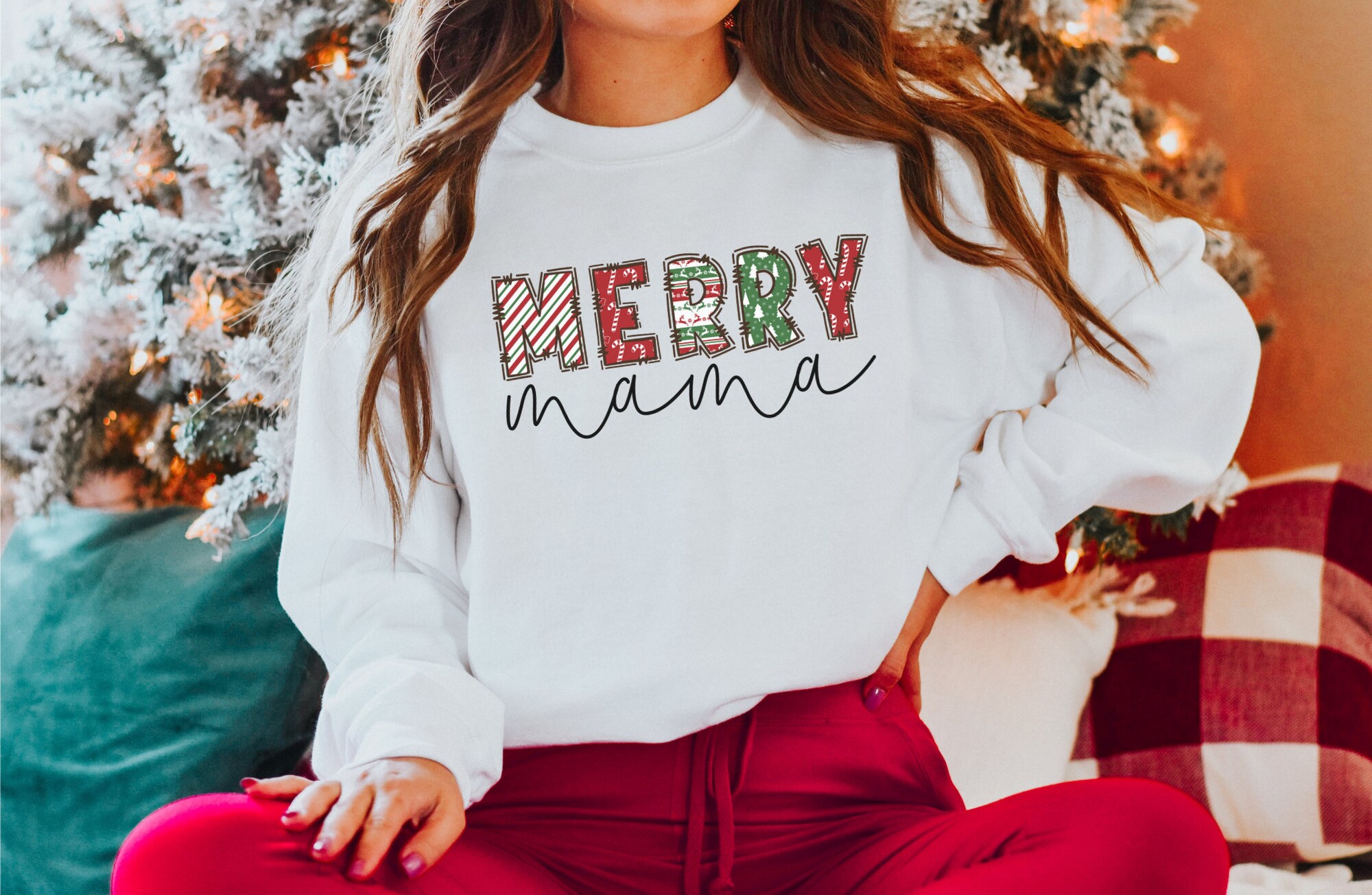 Merry Mama Christmas Sweatshirt: Perfect Holiday Wear for Moms image 2