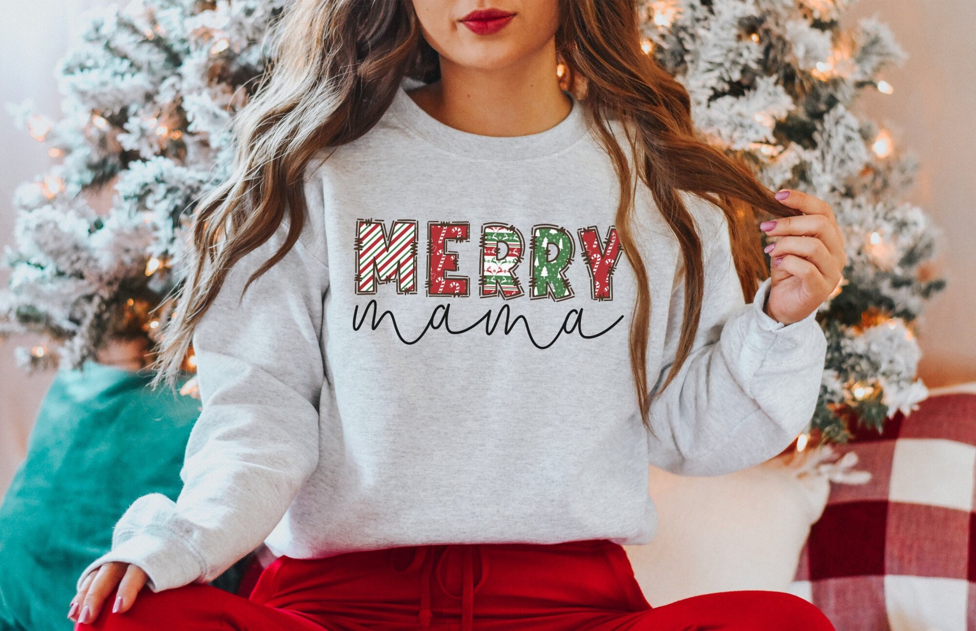 Merry Mama Christmas Sweatshirt: Perfect Holiday Wear for Moms image 0