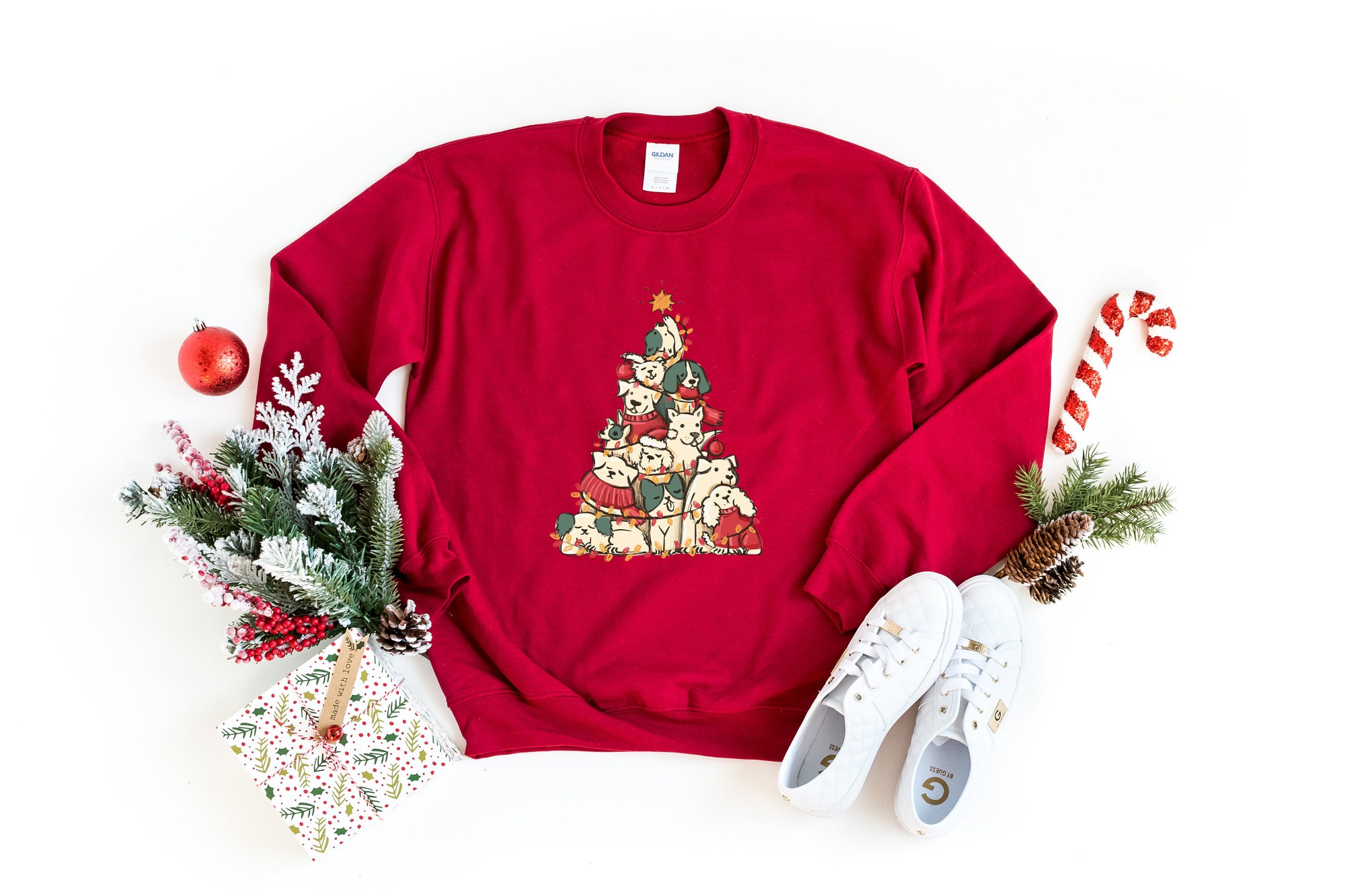 Christmas Sweatshirt | Merry Woofmas Dog Sweater & Vintage Shirt image 2