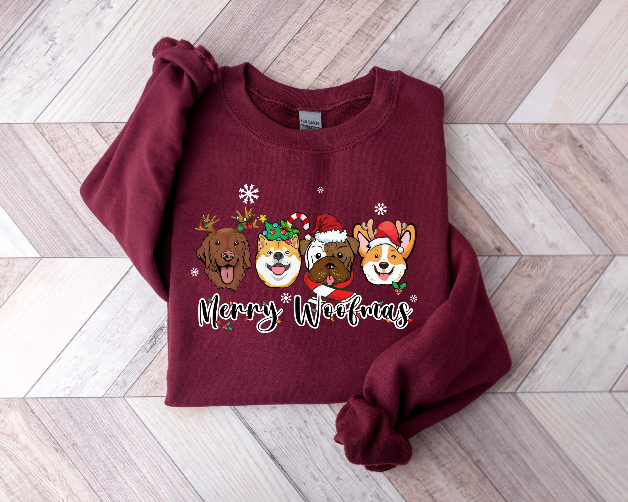 Christmas Sweatshirt: Sweater Merry Woofmas Dog Retro Vintage Shirt image 1