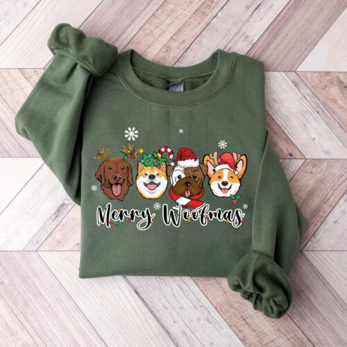 Christmas Sweatshirt: Sweater Merry Woofmas Dog Retro Vintage Shirt image 0