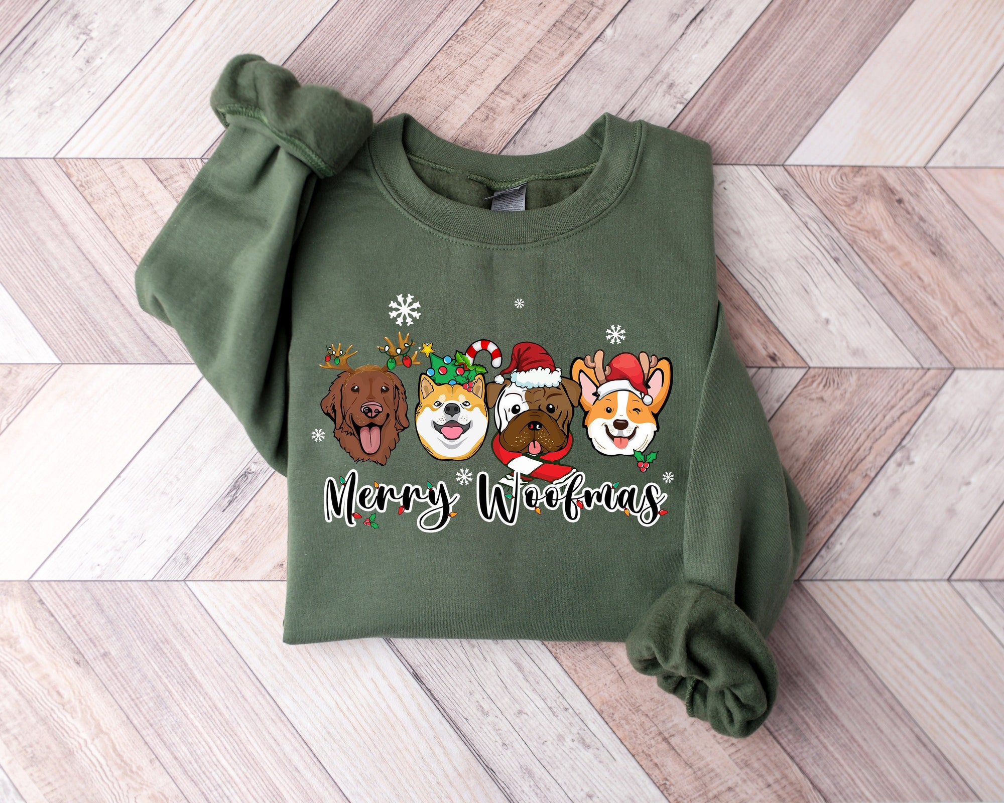 Christmas Sweatshirt: Sweater Merry Woofmas Dog Retro Vintage Shirt image 0