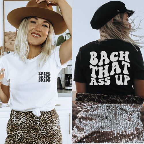 Custom Retro Bachelorette Shirt: Bach That Ass Up Personalized Fun Design image 0