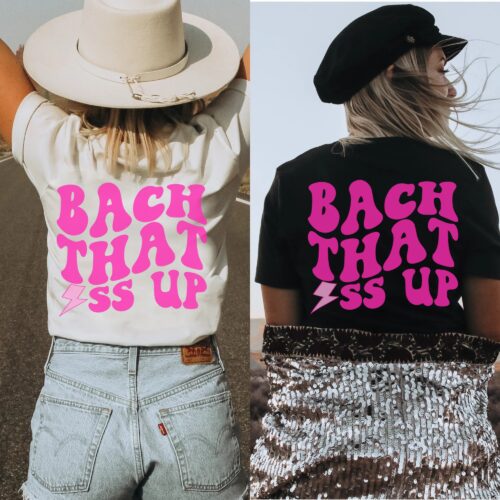 Custom Retro Bachelorette Shirt: Bach That Ass Up image 0