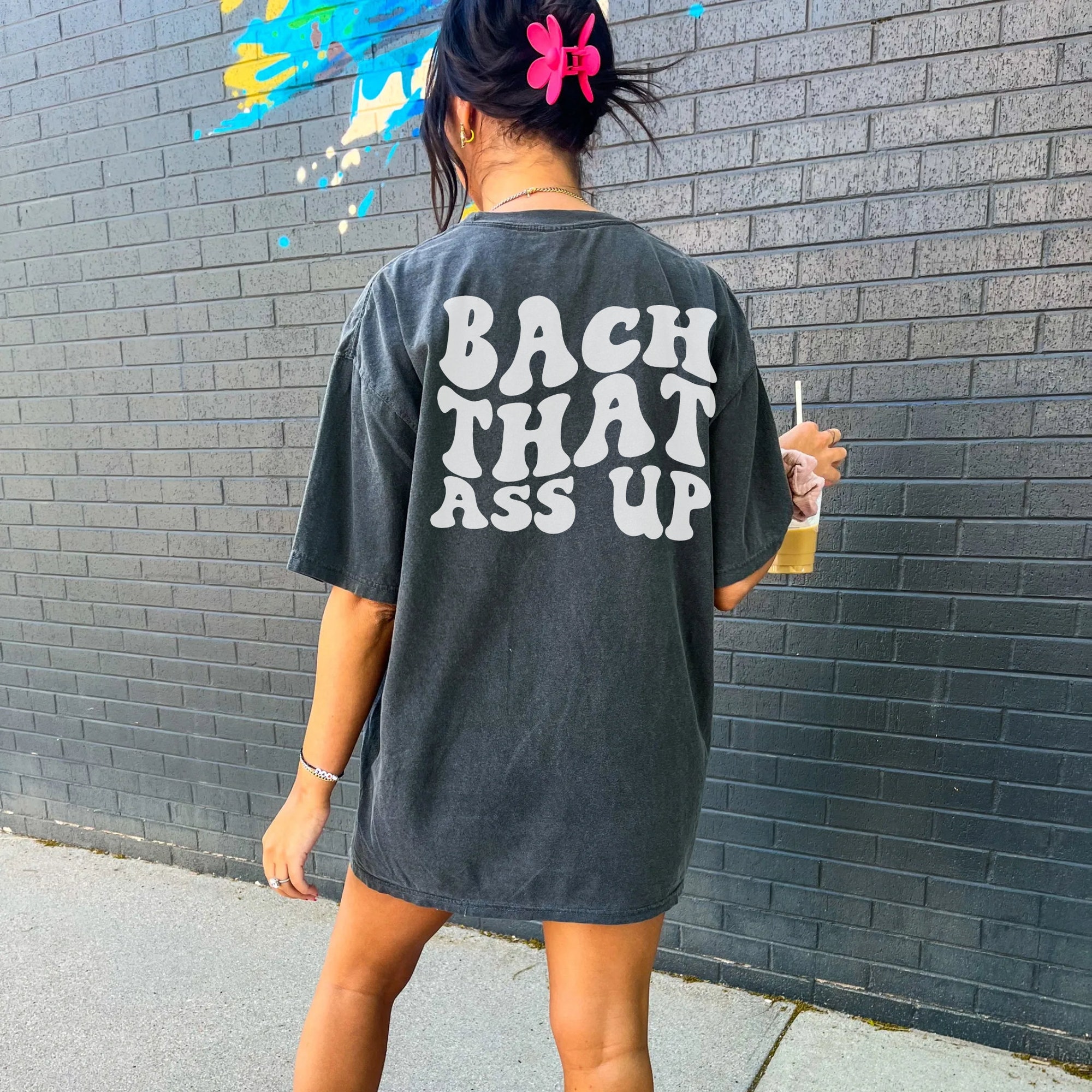 Comfort Colors Custom Bachelorette Party Shirt, Bach That AssUp, Groovy Retro Bachelorette, Personalized Bach Shirts, Pink Oversized Shirt image 2