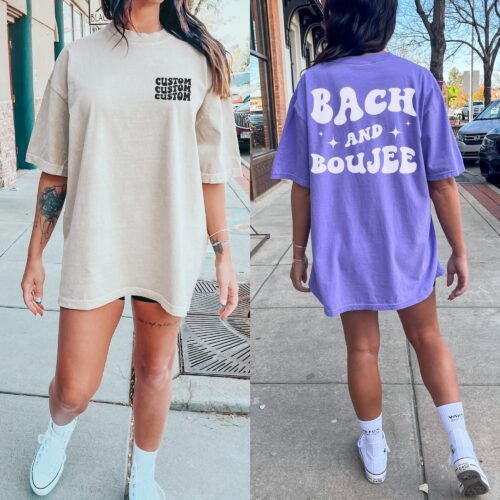 Custom Groovy Bachelorette Party Shirt: Bach And Boujee image 0