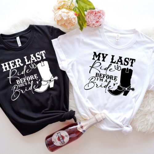 Last Ride Western Bachelorette Tees Country Bridal Shirts Wedding Gifts image 0