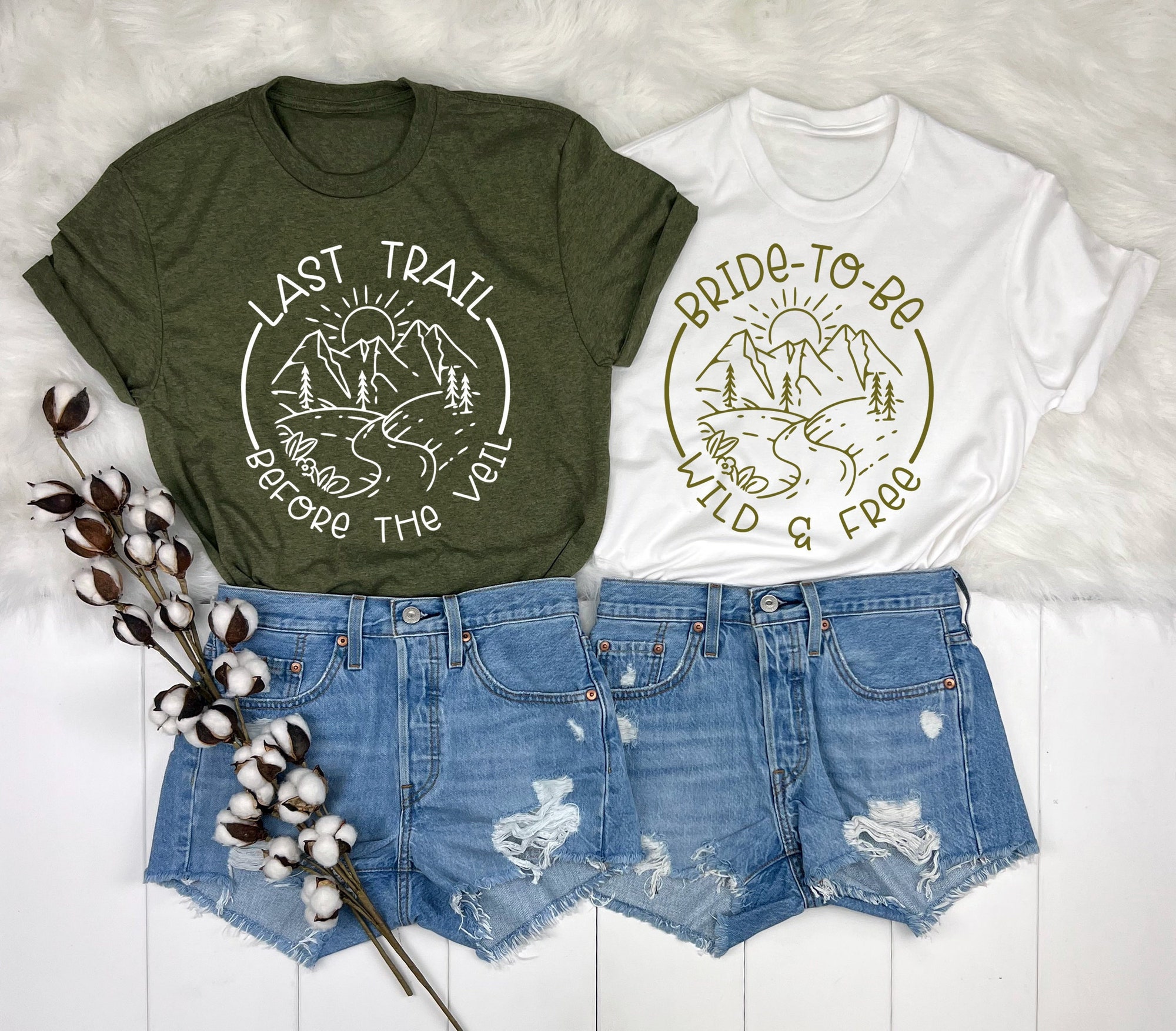Camping Bachelorette Party Shirts: Last Trail Before the Veil Tshirts image 0