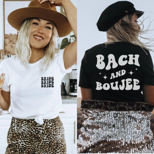 Custom Retro Bachelorette Shirt: Bach And Boujee Personalized Fun Design image 0