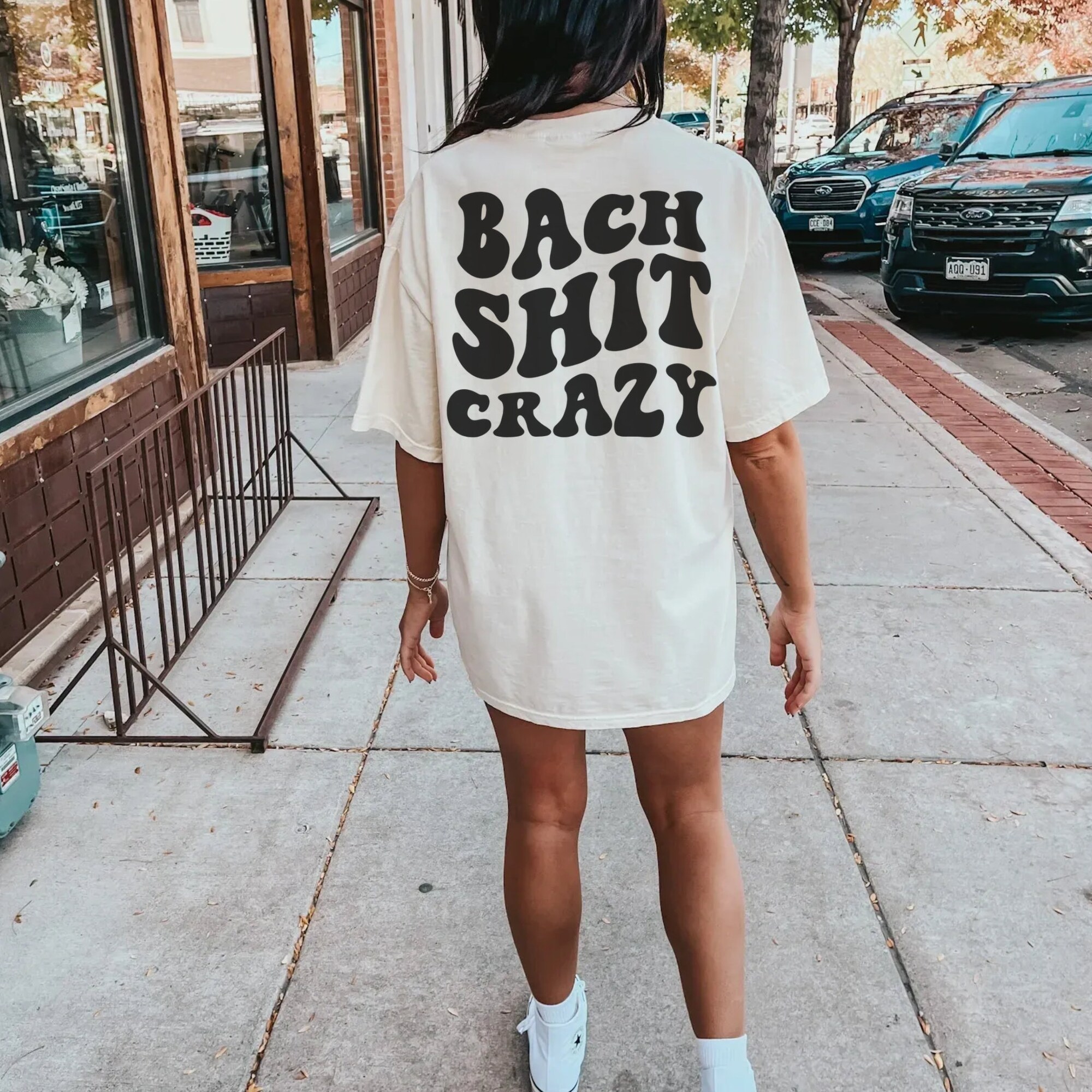 Comfort Colors Custom Bachelorette Party Shirt, Bach Shit Crazy, Groovy Retro Bachelorette, Personalized Bach Shirts, Pink Oversized Shirt image 5