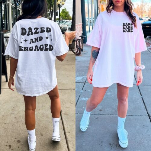 Custom Dazed And Engaged Bachelorette Party Shirt: Retro Style image 0